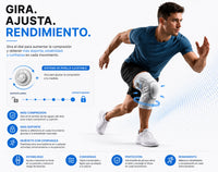 Deportista corriendo con la rodillera Kneova - gira, ajusta, rendimiento